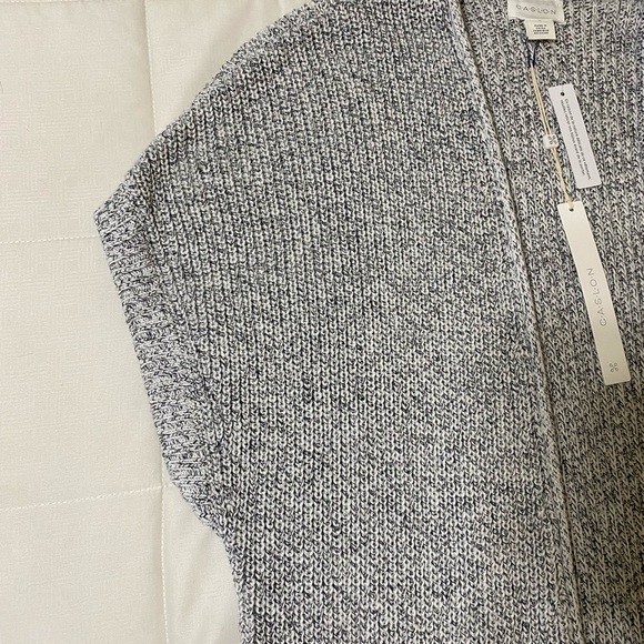 NWT CASLON Gilet Short sleeve sweater cardigan Size Medium White Black Marled - Picture 6 of 9